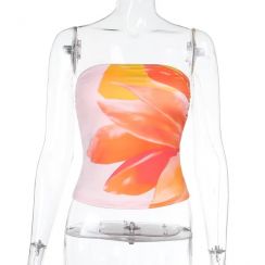 4 Pcs Womens Summer Floral Printed Tube Tops