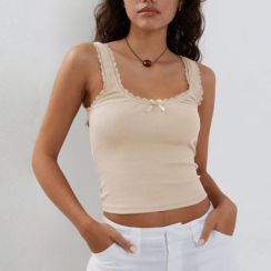 18 Pcs Summer Womens Crop Tank Top with Lace Edge