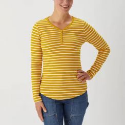 7 Pcs Women Striped Cotton Henley Shirt